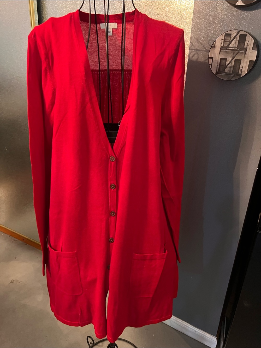 Women’s J. Jill Red Long Button Cardigan